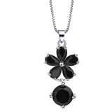Black CZ Flower Drop Jewelry Set