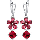 Ruby-Red CZ Flower Jewelry Set