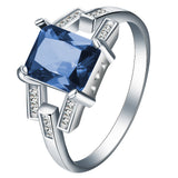 Sapphire-Blue Emerald-Cut CZ Jewelry Set