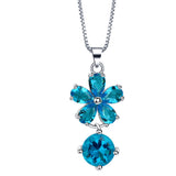 Aqua CZ Flower Drop Jewelry Set