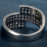Triple-Row Pavé CZ Bypass Ring