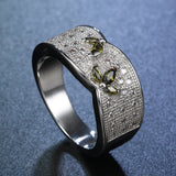 Olive Marquise CZ Leaf Pavé Wide Ring