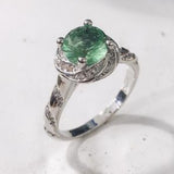 Mint-Green Round CZ Swirl Halo Ring