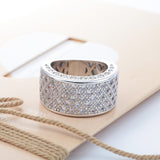 Wide Pavé CZ Lattice Cutout Band