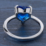 Sapphire-Blue Heart CZ Solitaire Ring