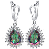 Rainbow Mystic Pear CZ Starburst Jewelry Set