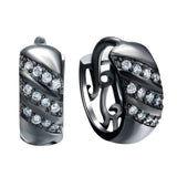Diagonal Pavé CZ Stripe Wide Huggie Earrings