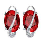 Ruby-Red Oval CZ Swirl Jewelry Set