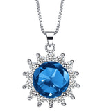 Sapphire-Blue Sunburst Halo Jewelry Set