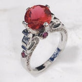 Red Round CZ Crown Basket Ring