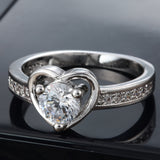 Round CZ Open Heart Bezel Ring