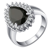 Black Pear CZ Halo Jewelry Set