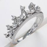 Silver CZ Princess Crown Band Ring