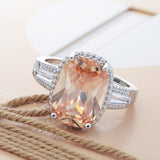 Champagne Cushion CZ Baguette-Side Ring