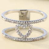 Pave CZ Open Heart Double Band Ring