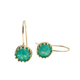 Blue Opal-Look Crown Bezel Hook Earrings