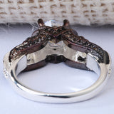 Aqua CZ Black Skull Solitaire Ring