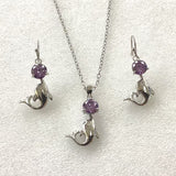 Dolphin Clear CZ Necklace and Earrings Set