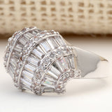 Baguette CZ Tiered Dome Statement Ring