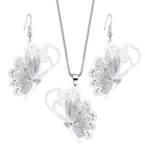 Filigree Butterfly Heart Jewelry Set