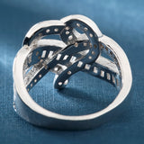 Pave Baguette CZ Swirl Crossover Ring