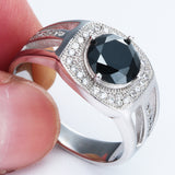 Black Round CZ Pavé Halo Men's Ring