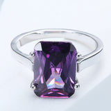 Amethyst-Purple Emerald-Cut CZ Solitaire Ring