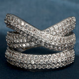 Pavé CZ Crisscross Triple Band Ring