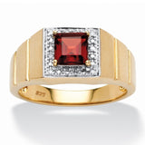 Ruby-Red Square CZ Men's Signet Ring