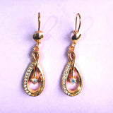 Red CZ Infinity Loop Teardrop Earrings