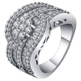 Pavé CZ Cluster Wide Layered Band Ring
