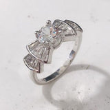 Round CZ Baguette Bow Ring