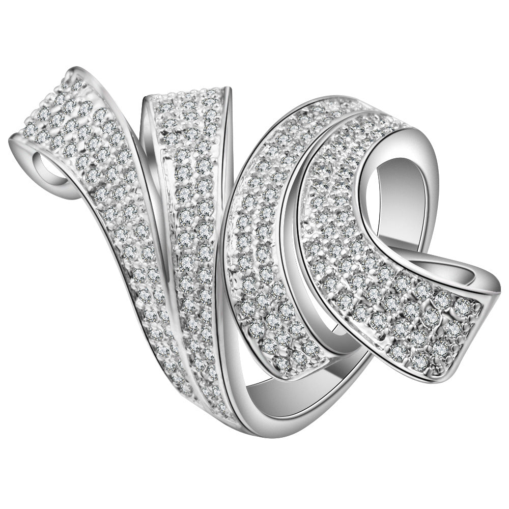 Pavé CZ Folded Ribbon Statement Ring