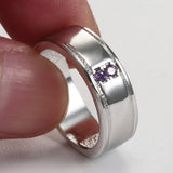 Purple Two-Stone Wide Men's Band Ring