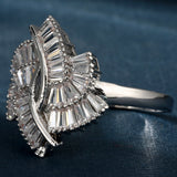 Baguette CZ Fan Wave Statement Ring