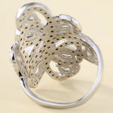 Pear CZ Pave Swirl Petal Cocktail Ring