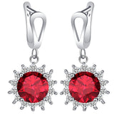 Ruby-Red Sunburst Halo Jewelry Set
