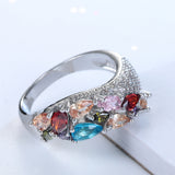 Multicolor Pear CZ Scatter Pave Ring