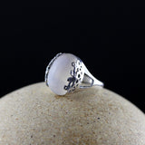 Moonstone-Look Oval Cabochon Filigree Ring