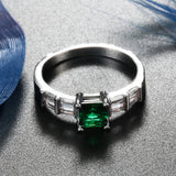 Emerald-Green Princess CZ Baguette Side Ring