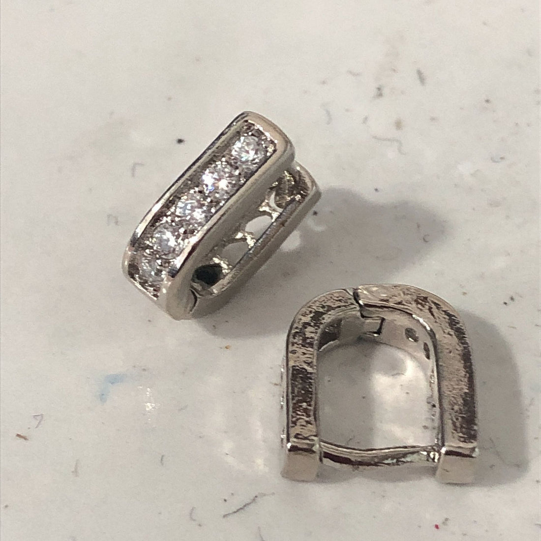 Channel CZ Square Huggie Earrings