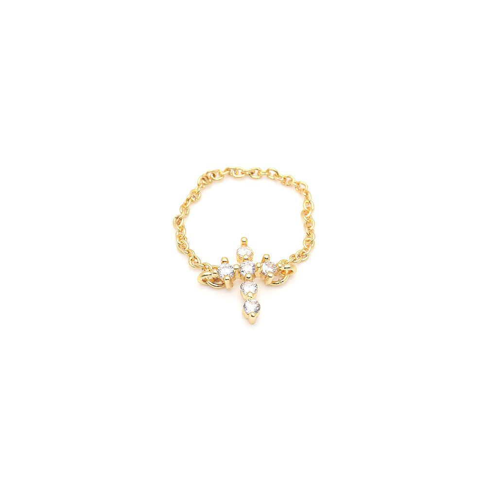 Dainty CZ Cross Chain Ring