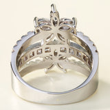 Marquise CZ Double Flower Three-Row Ring