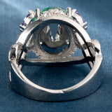 Rainbow Oval CZ Marquise Cluster Cocktail Ring