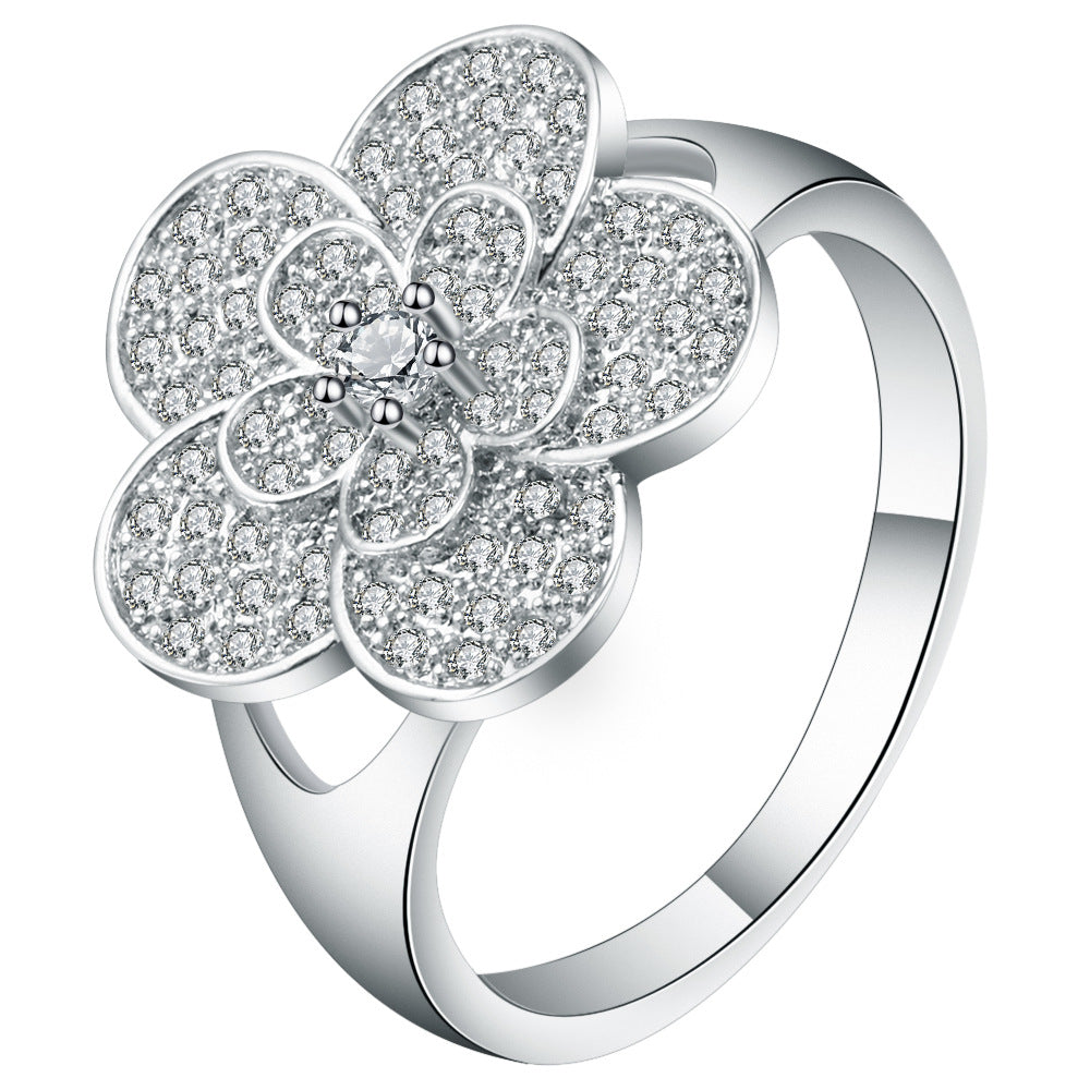 Pavé CZ Flower Blossom Statement Ring