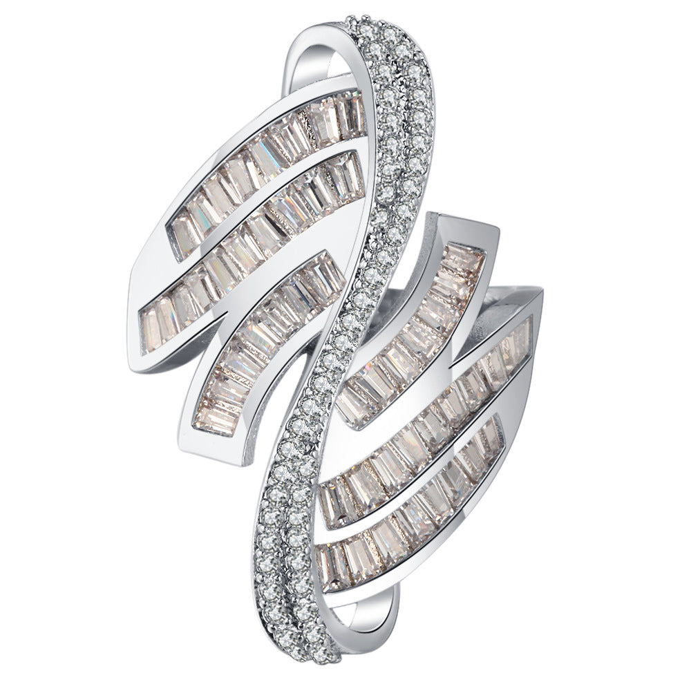 Champagne Baguette CZ Wave Wide Ring