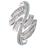 Champagne Baguette CZ Wave Wide Ring