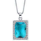 Aqua Emerald-Cut CZ Halo Jewelry Set