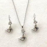 Dolphin Clear CZ Necklace and Earrings Set