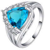 Aqua Trillion CZ Halo Jewelry Set